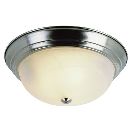 TRANS GLOBE Two Light Brushed Nickel White Marbleized Glass Bowl Flush Mount 13618 BN